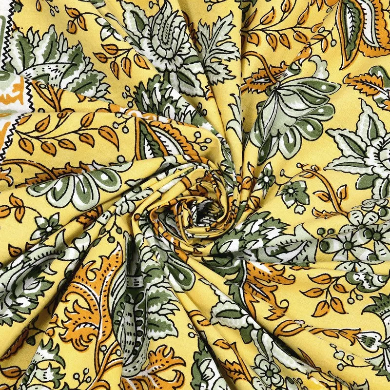 BlossomAura Cotton Bedsheet (Yellow) - 144 TC media 6