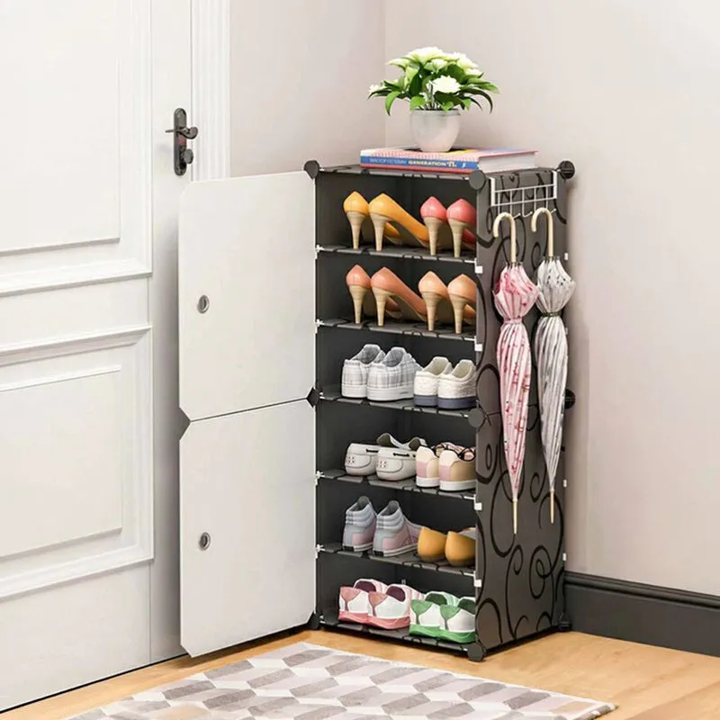 Walkwell White & Black Plastic & Metal Shoe Racks media 1