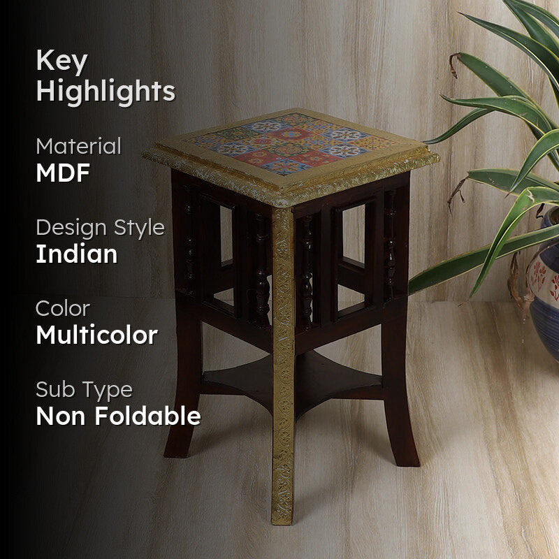 Devanta Brass Finish MDF Stool media 2