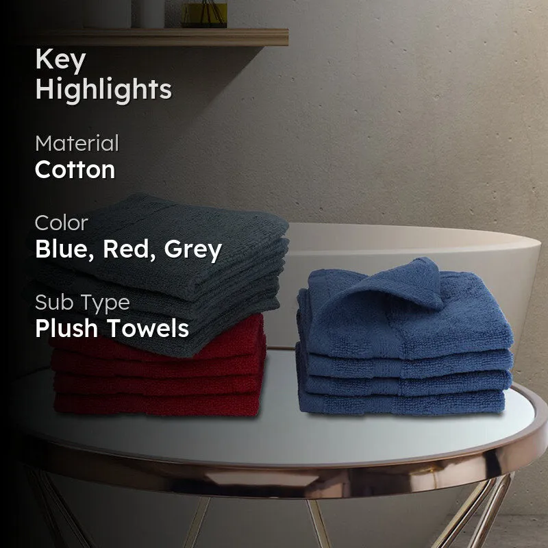 Nuage Cotton Hand & Face Towel (Red, Grey & Blue) - Set Of Twelve media 2