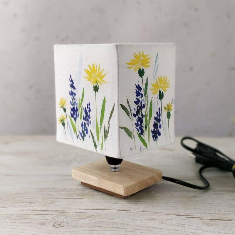 Daylily Bloom Handpainted Fabric Table Lamp - Multicolor media 3