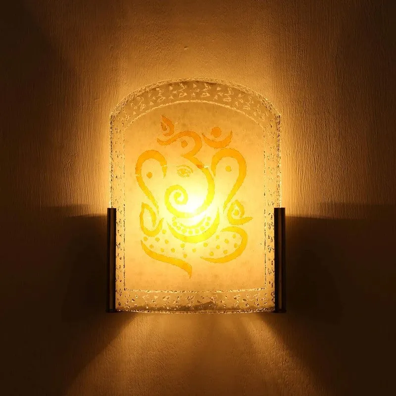 Divine Ganpati Glass Wall Lamp - White media 4