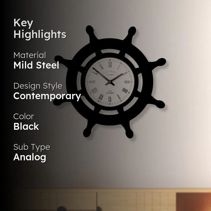Sailor Steel Analog Wall Clock - Black media 2