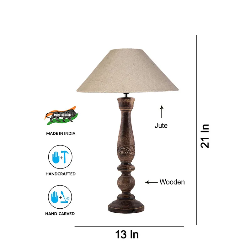 Nihara Wooden & Jute Table Lamp - Beige media 4