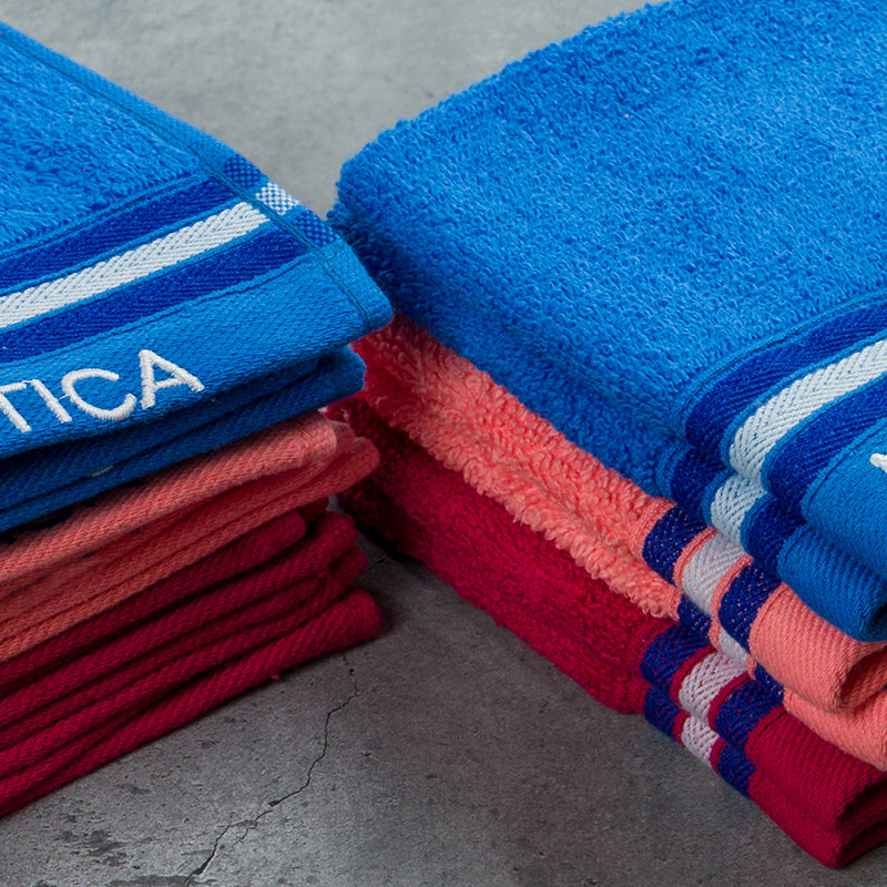 Nautica Dove Down Cotton Face Towel (Blue,Coral & Burgundy) - Set Of Twelve media 5