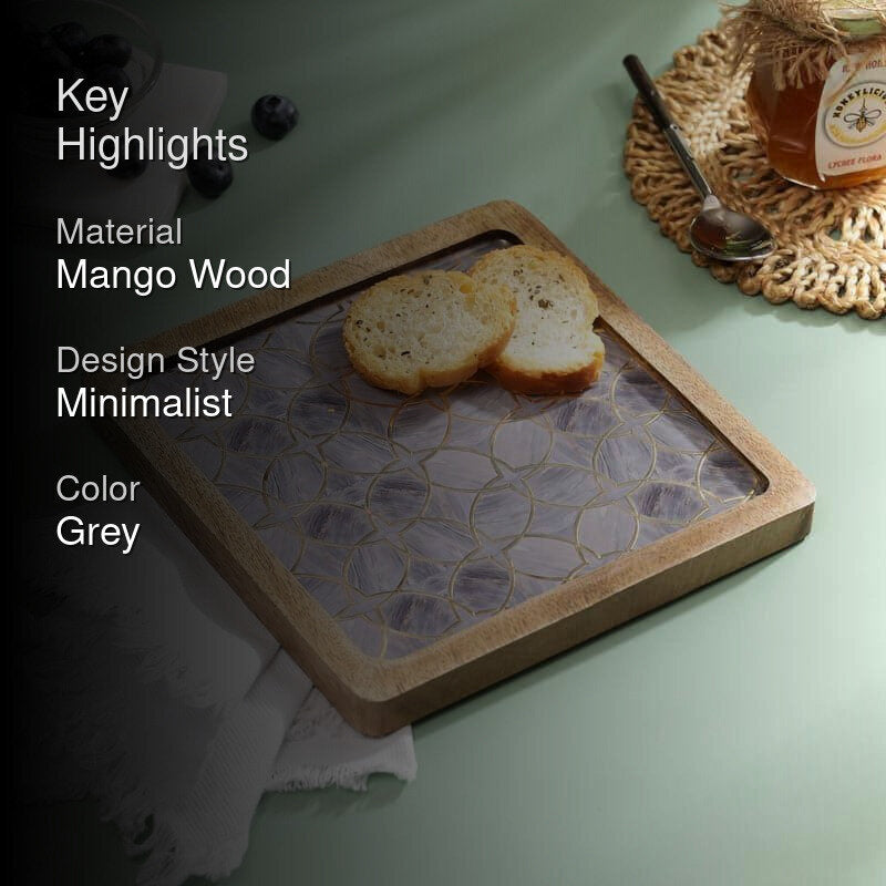 Chiva Wooden Square Mangowood Wood Platter media 2