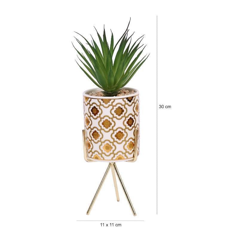 Faux Agave In Tiled Pattern Pot With Tripod - 29.5 cms media 4