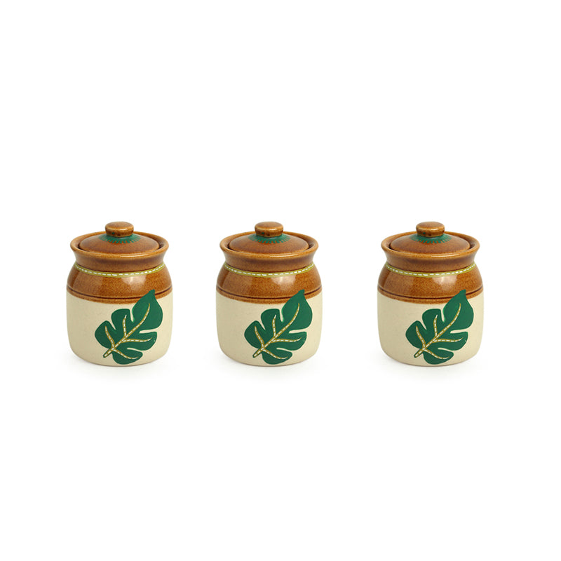 Leafy Shade Handpainted Jar With Tray (220 ML) - Four Piece Set media 4