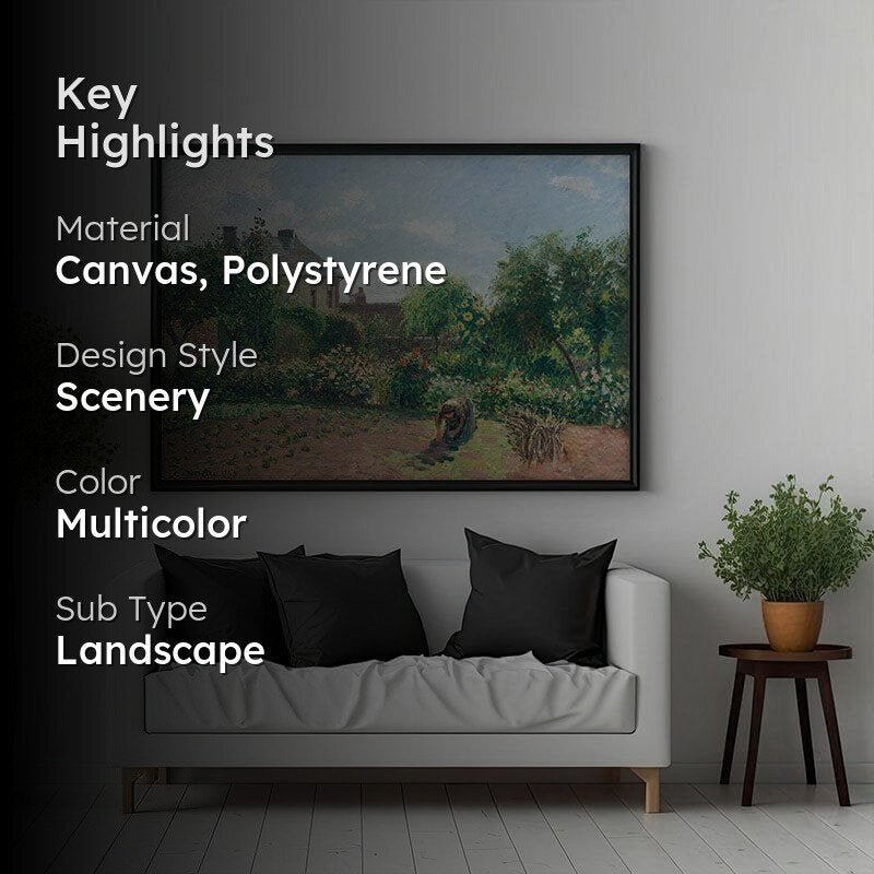 The Artist's Garden At Eragny Canvas Wall Painting - Black Frame media 2