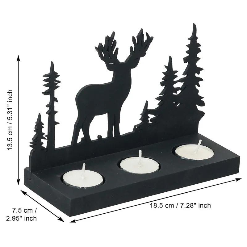 Dasher Wood Christmas Tea Light Holder - Black media 8