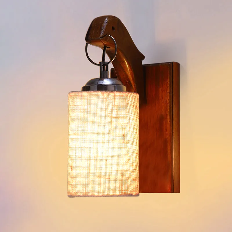 Estrella Jute & Wooden Wall Lamp - White media 4