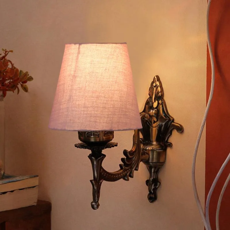 Vista Edrel Conical Fabric & Metal Wall Lamp - Grey media 1