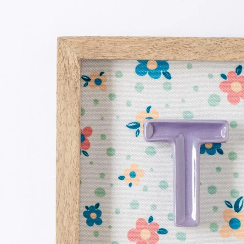 (T) Mini Mottled Mono Ceramic & Wooden Wall Accent - Purple media 3