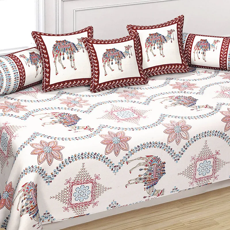 Ankaari Ethnic Cotton Diwan Set (Maroon) - Six Piece Set media 3