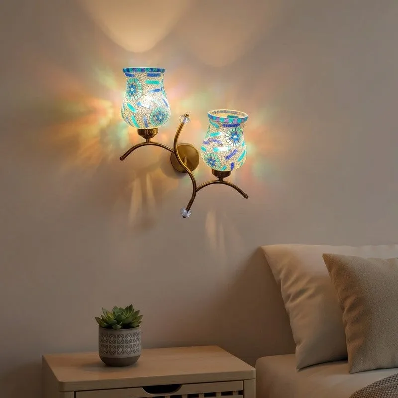TwinAura Glass Wall Lamp - White & Blue media 1