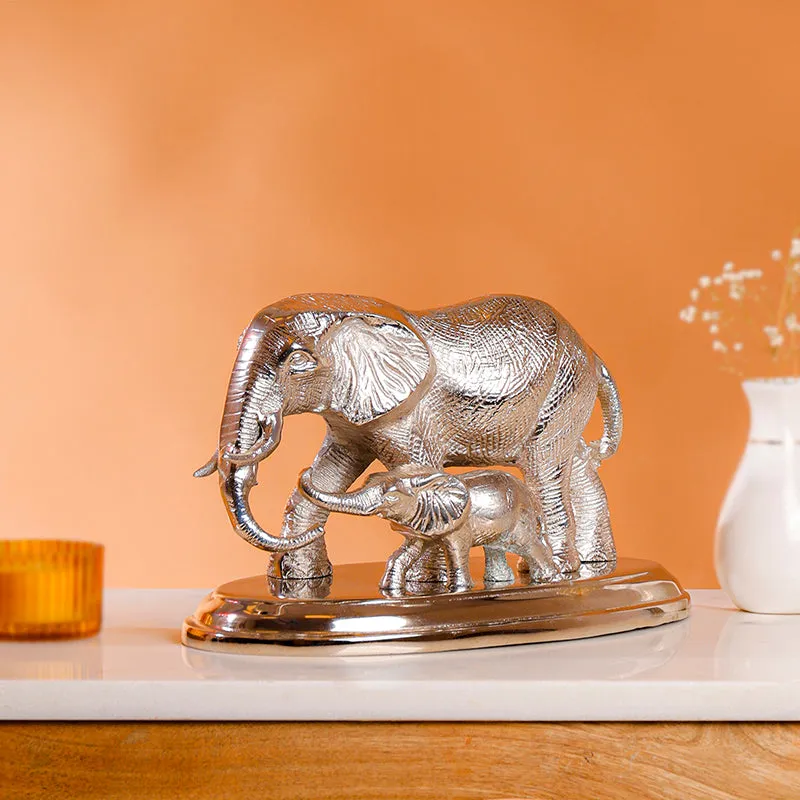 Elegant Silver Elephant Showpiece - Aluminum Animal Figurine media 3