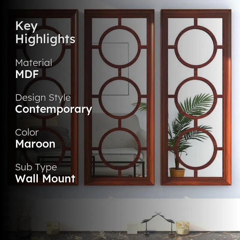 Phoenix Decorative MDF Wall Accent (Maroon) - Set Of Three media 2