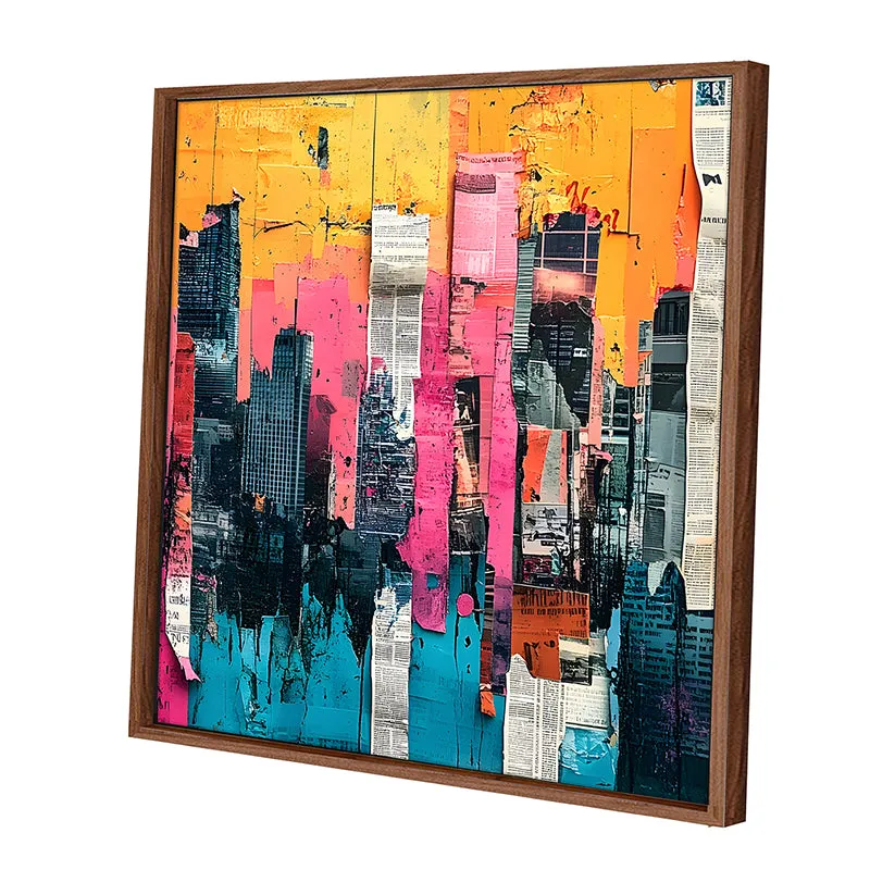 Technicolor City Wall Art With Frame - Brown media 3