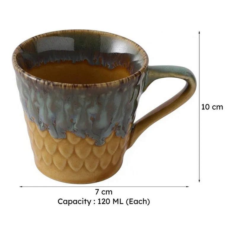 Rustic Stoneware Tea Cup (120 mL Each) - Set Of Six media 11