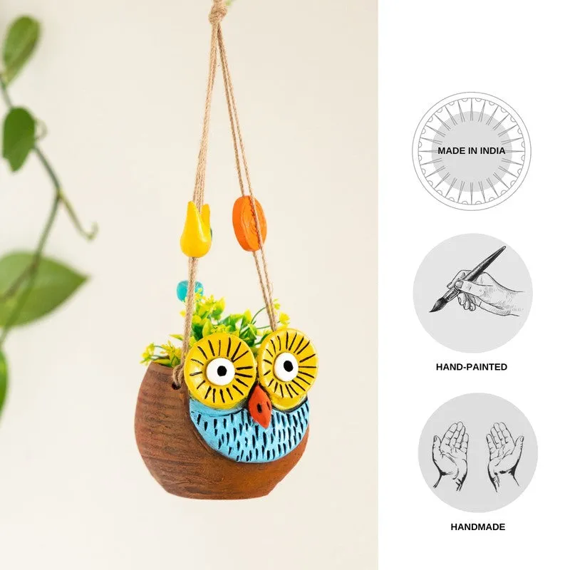 Hoot Pose Handpainted Hanging Planter media 6