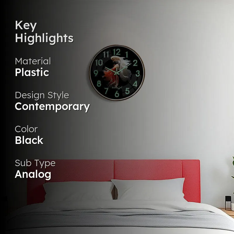Finora Round Modern Plastic Wall Clock - Black media 2