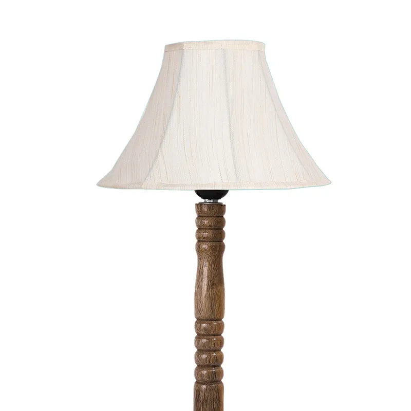 Craft Beam Table Lamp With Carved Wooden Base - White,Brown media 5
