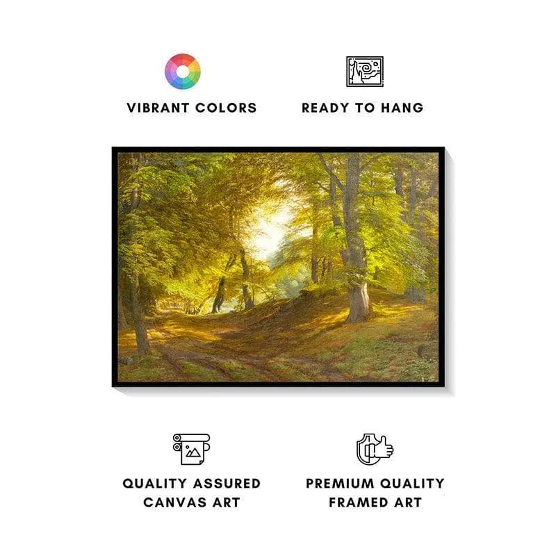 The Woods By Castle Canvas Wall Painting - Black Frame media 4