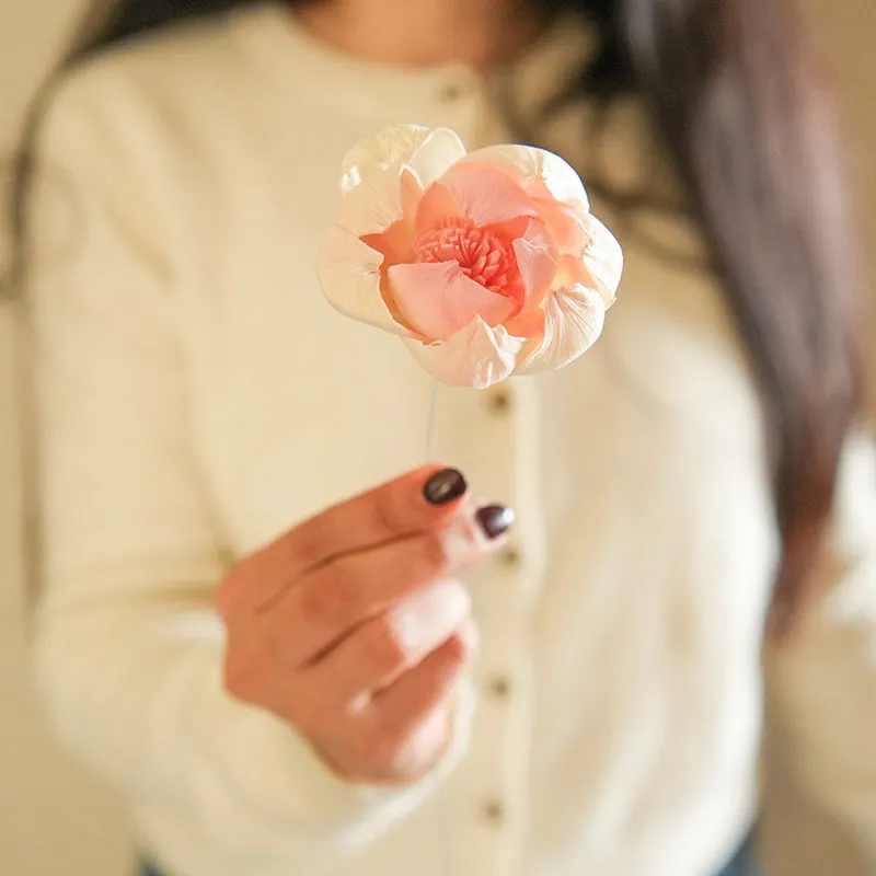 Artificial Peony Blooms Flower Stem (Pink) - Set Of Five media 4