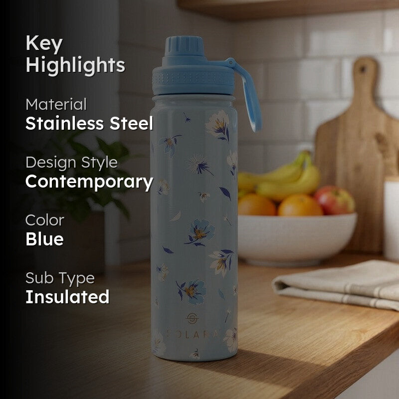 Solara Insulated Stainless Steel Bottle (650 mL) - Blue,Black media 2