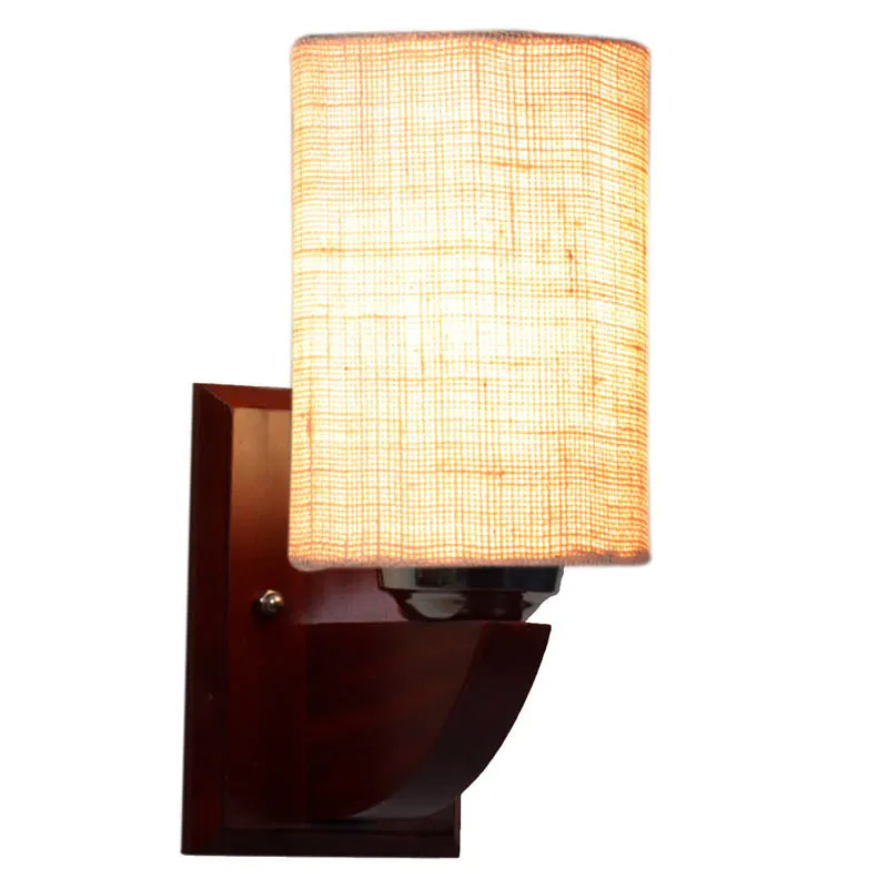 Ecru Cylindrical Wooden Wall Lamp media 4