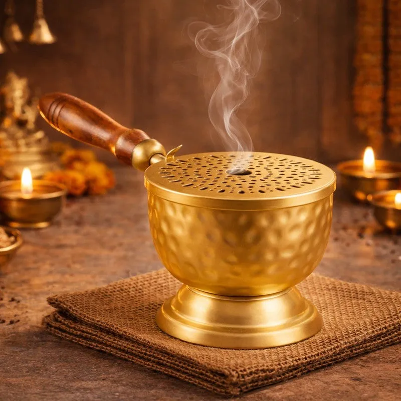 Dhyan Deep Incense Holder - Gold media 5