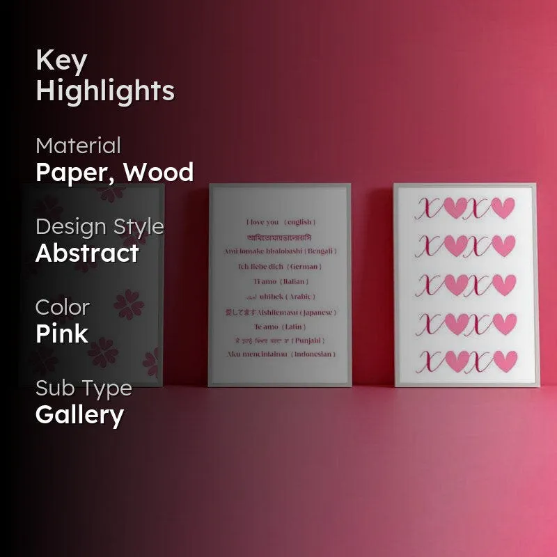 Ti Amo Paper Wall Art (Pink) - Set Of Three media 2