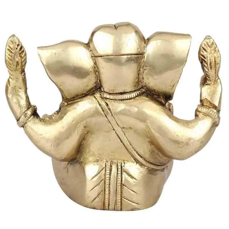 Gold Ganesha Brass Murti media 5