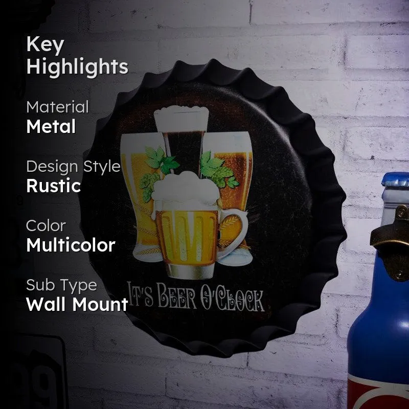 Its Beer O Clock Bottle Cap Metal Wall Accent media 2