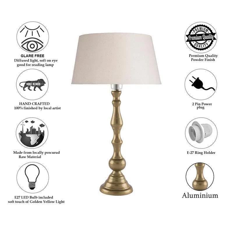 Graceful Gleam Gold Fabric Table Lamp - Gold,White media 6