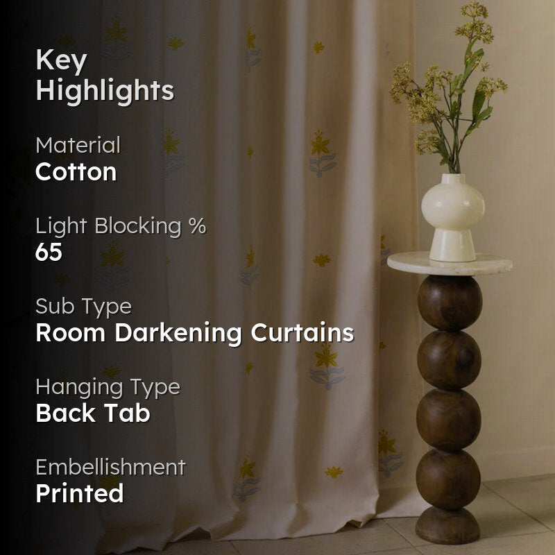 Tranquebar Home Secret Garden Cotton Curtains(Peach) - Set Of Two media 2