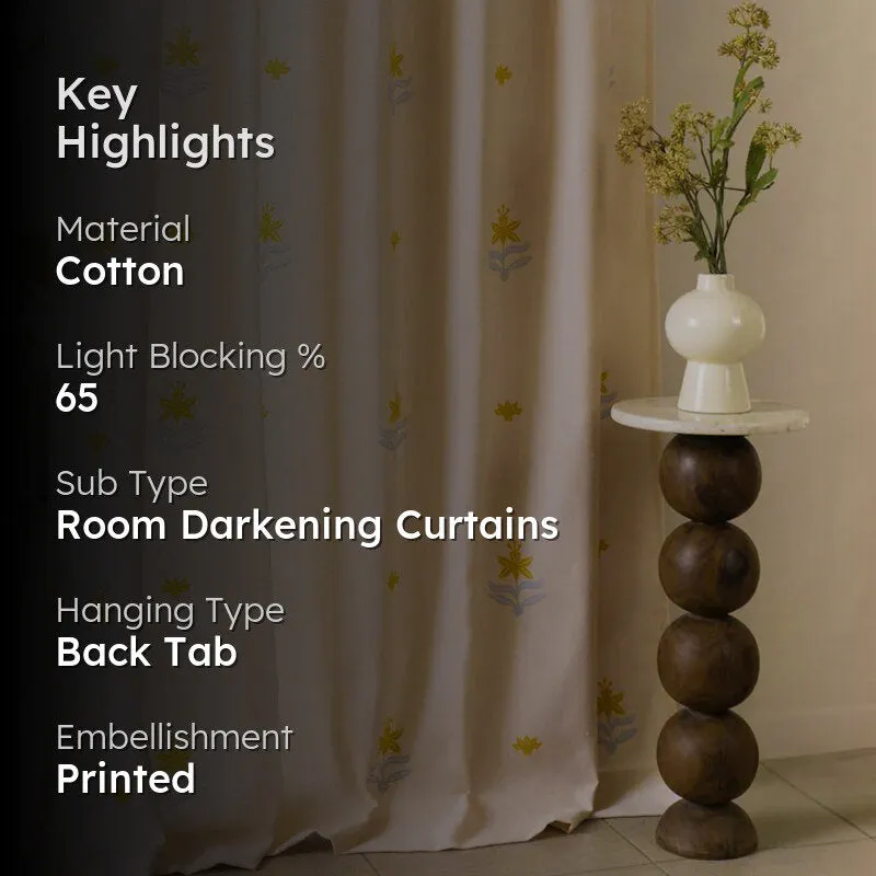 Tranquebar Home Secret Garden Cotton Curtains(Peach) - Set Of Two media 2
