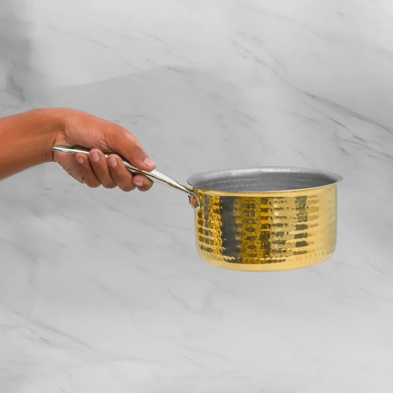 AurumCook Glossy Brass Saucepan - 1400 ML media 4