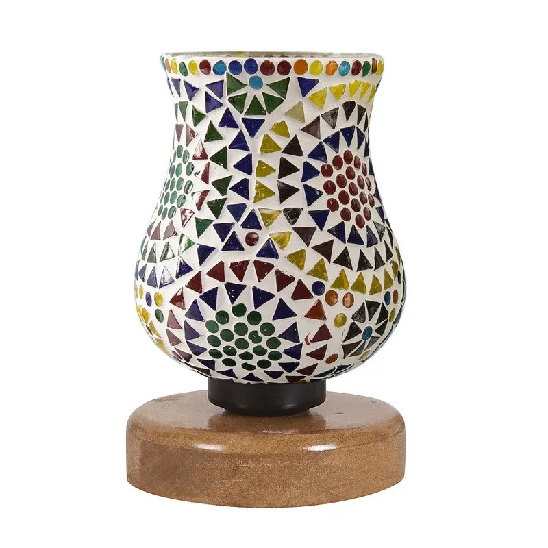 Glora Mosaic Glass Table Lamp With Wooden Base - Multicolor media 5