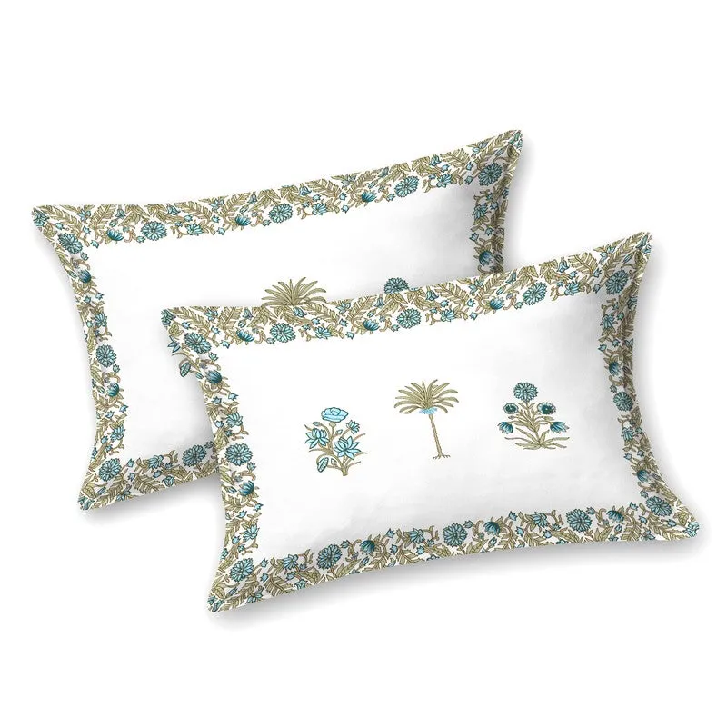 Rang Style Cotton Bedsheet (Blue,Green,White) - 120 TC media 4