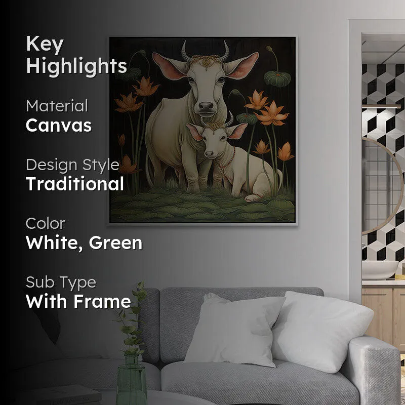 Tender Hooves Canvas Wall Painting With Frame - White media 2