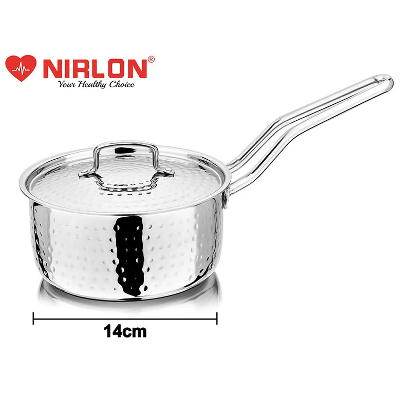 Nirlon Hammered Steel Saucepan With Lid - 1200 ML/6 Inches media 7