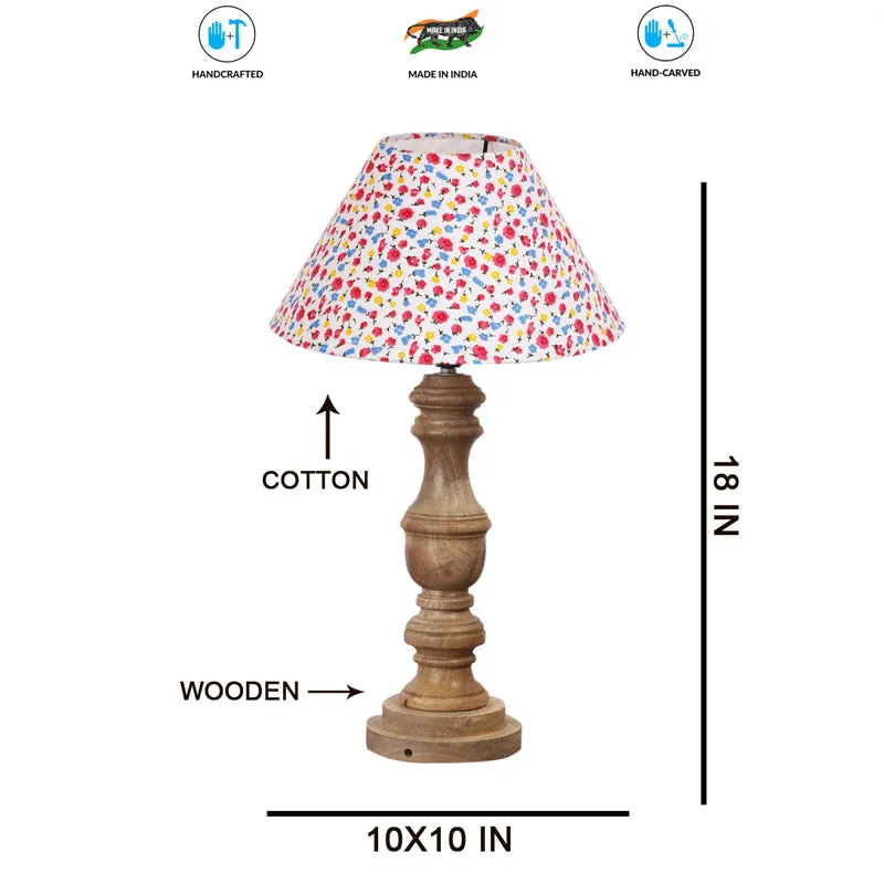 Fleura Cone Carve Wooden Table Lamp - Multicolor media 7