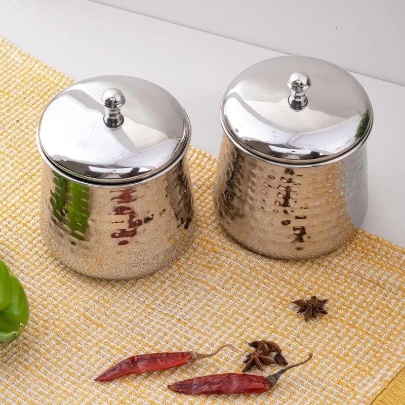 Vintage Charm Hammered Steel Canister (650 mL Each) - Set Of Two media 4