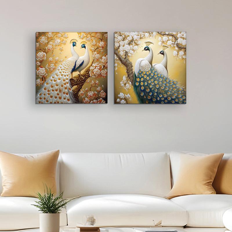 Plumage Of Light Canvas Wall Painting - Set Of Two