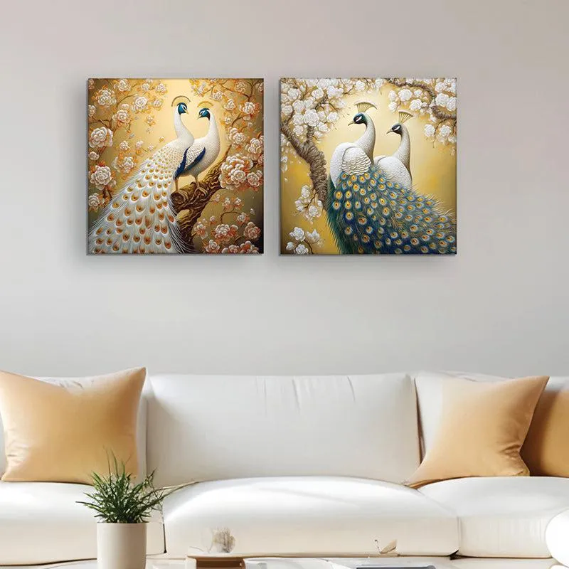 Plumage Of Light Canvas Wall Painting - Set Of Two media 1