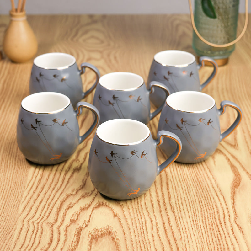 Pebble Porcelain Coffee Mug (220 mL Each) - Set Of Six