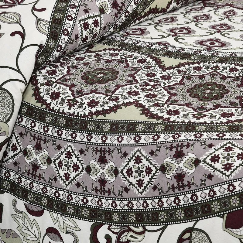 Niranja Ethnic Cotton Flat Bedsheet (Brown) - 160 TC media 3