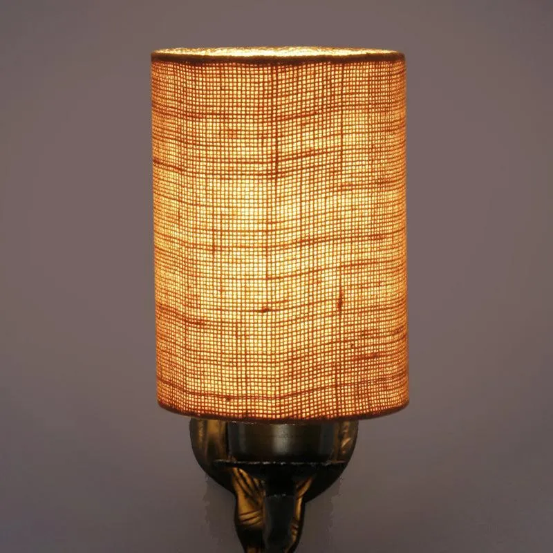Love Gleam Atva Cylindrical Fabric & Metal Wall Lamp - Beige media 4