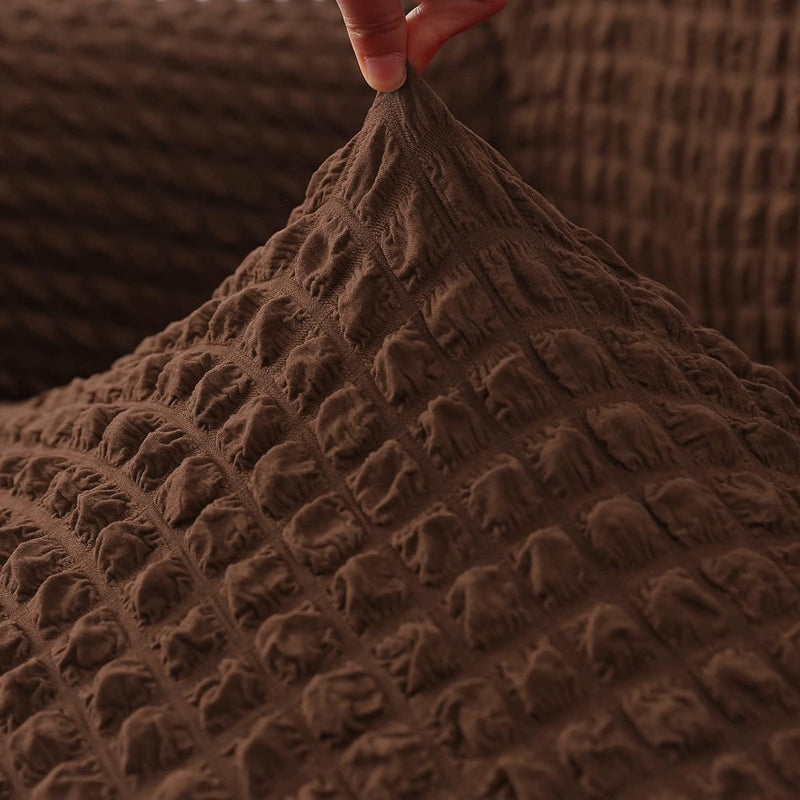 Bubble Frill Polyester Sofa Cover - Coffee Brown media 6